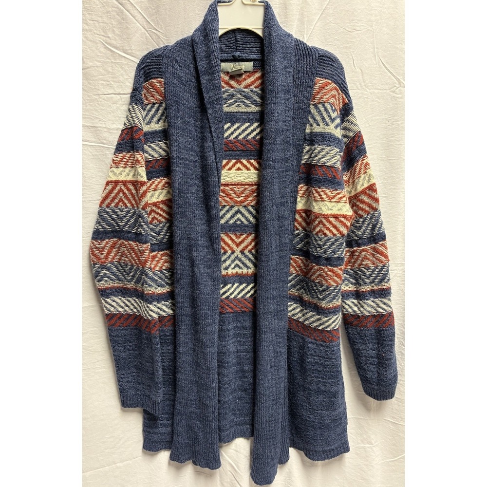 Natural Reflections Geometric Cardigan Sweater Women's Long Sleeve M